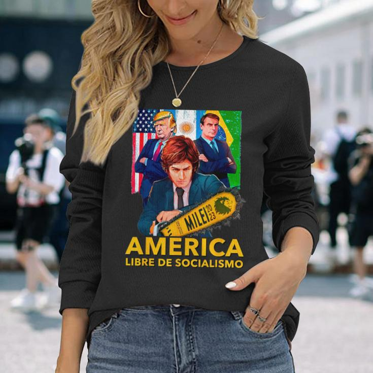 Javier Milei Presidente 2023 America Libre De Socialismo Long Sleeve T-Shirt Gifts for Her