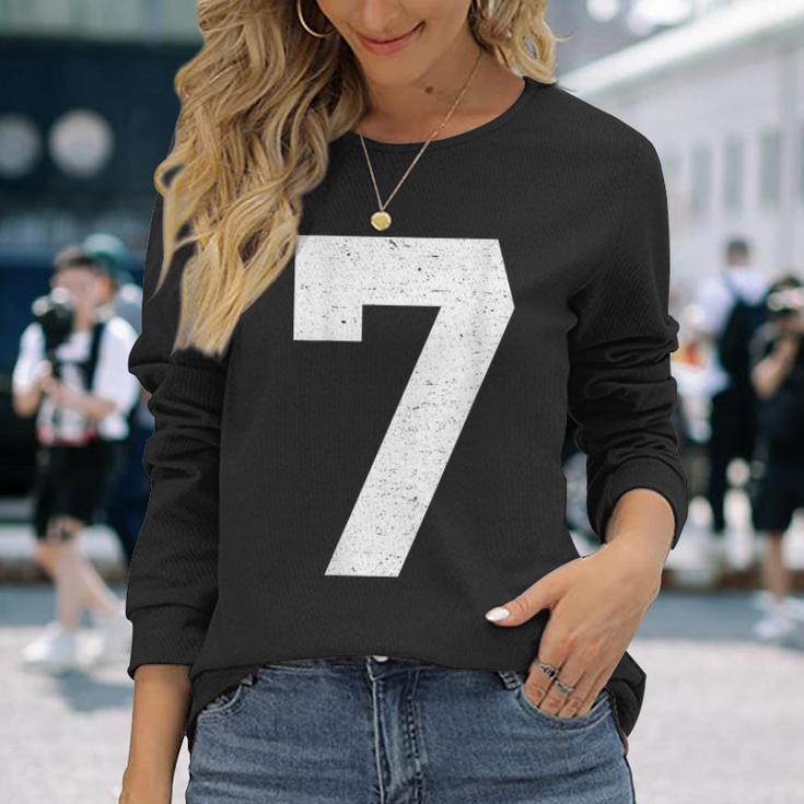 Jersey Number 7 Long Sleeve T-Shirt Gifts for Her