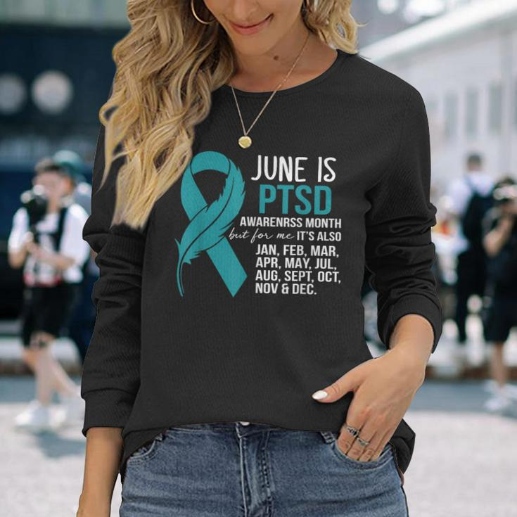 June Is Post-Traumatic Stress Disorder Ptsd Awareness Month Long Sleeve T-Shirt Gifts for Her
