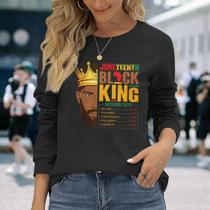 Junenth Black King Nutritional Facts Pride African Mens Long Sleeve T-Shirt Gifts for Her
