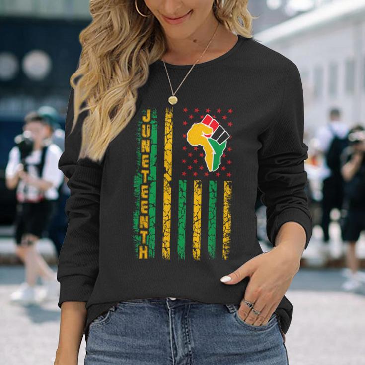 Junenth Flag Black Freedom 1865 Long Sleeve T-Shirt Gifts for Her