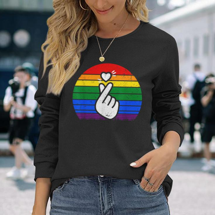 K-Pop Heart Hand Lgbt Gay Pride Retro Vintage Lgbtq Pride Long Sleeve T-Shirt Gifts for Her