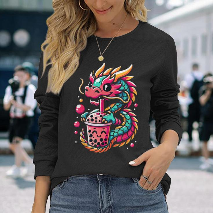 Kawaii Mythical Animals Kid Boba Tea Dragon Long Sleeve T-Shirt Gifts for Her
