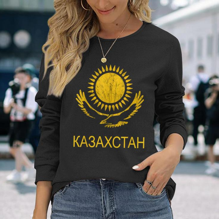 Kazakhstan Eagle Kazakh Pride Kazakh Kazakh Langarmshirts Geschenke für Sie