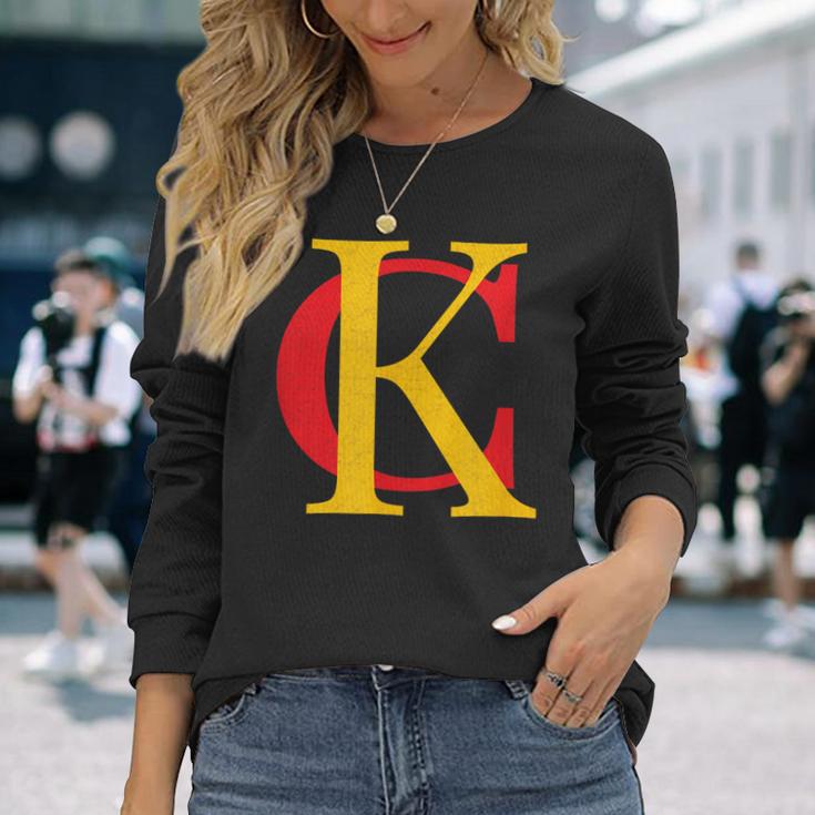 Kc Kansas City Red Yellow & Black Kc Classic Kc Initials Long Sleeve T-Shirt Gifts for Her