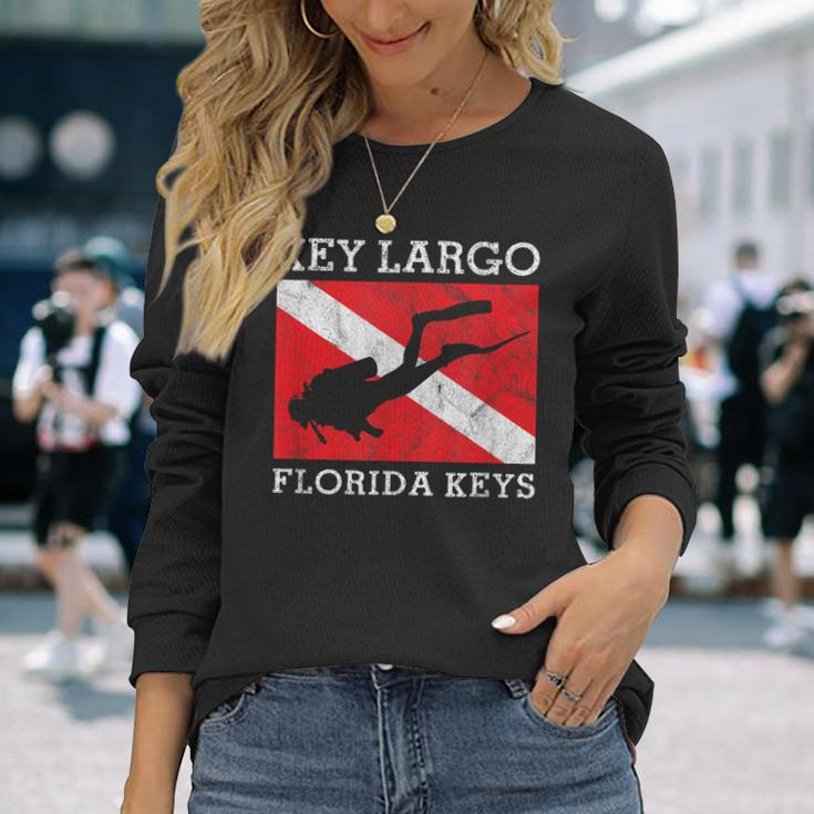 Key Largo Florida Scuba Dive Flag Souvenir Long Sleeve T-Shirt Gifts for Her