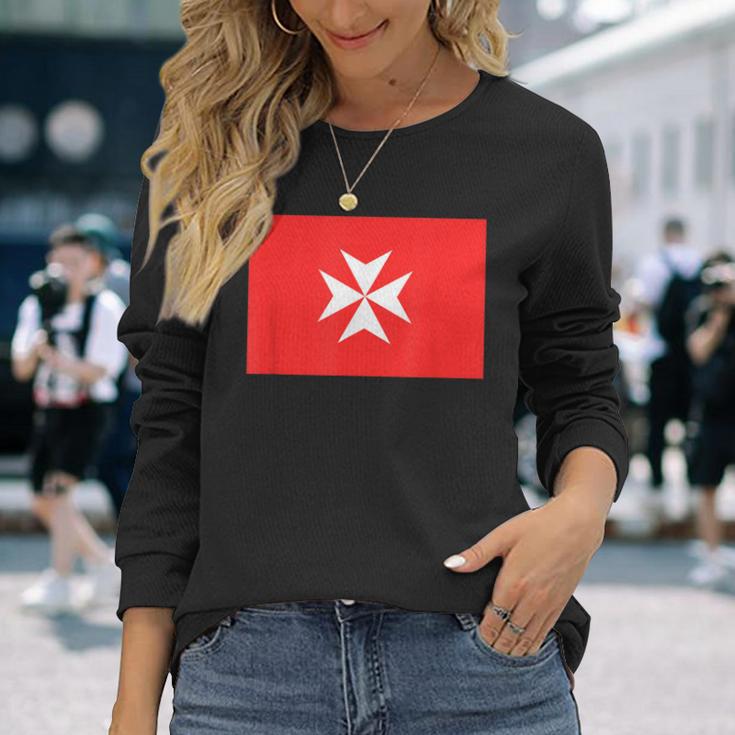 Knights Hospitaller Malta Crusades Maltese Cross Long Sleeve T-Shirt Gifts for Her