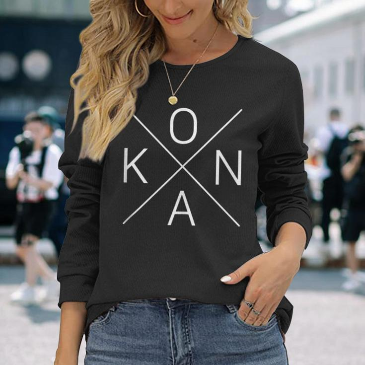 Kona Hawaii Cross Hawaiian Long Sleeve T-Shirt Gifts for Her