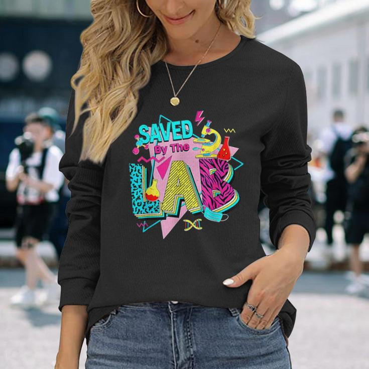Lab Week 2024 Saved By The Lab Retro Medical Laboratory Tech Long Sleeve T-Shirt Gifts for Her