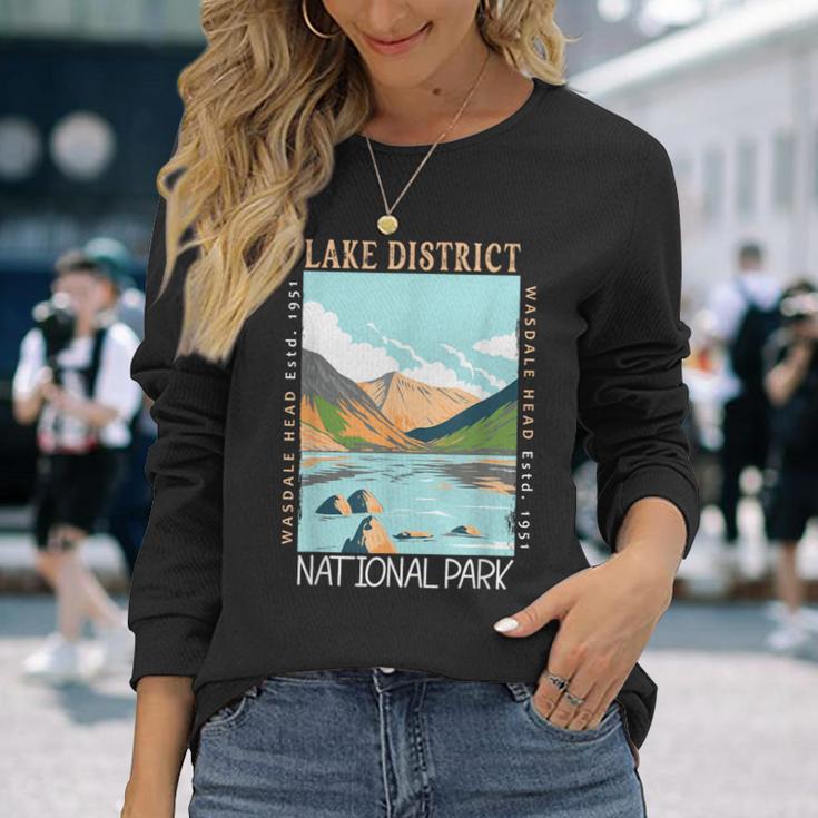 Lake District National Park England Distressed Vintage Long Sleeve T-Shirt Gifts for Her