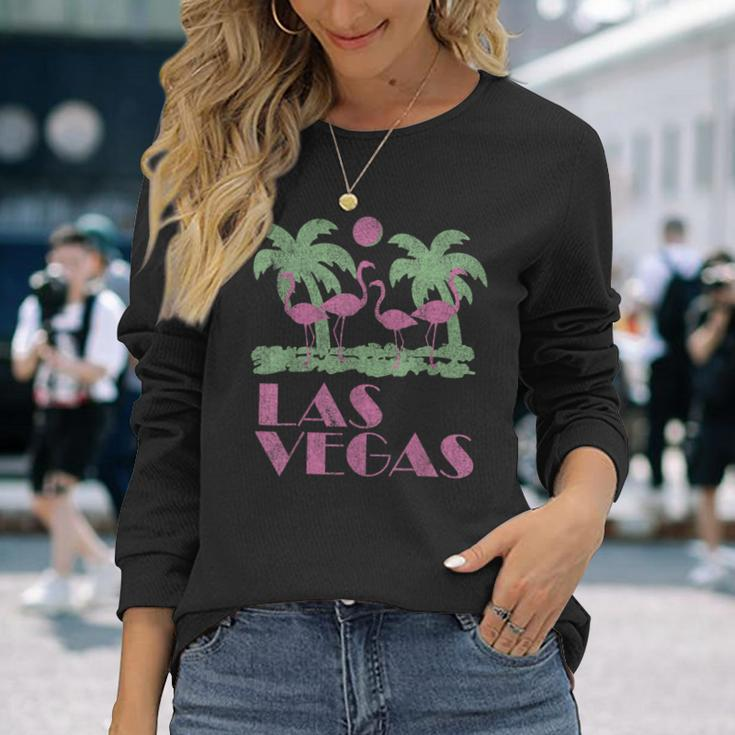 Las Vegas Flamingo Palmenmotiv Langarmshirts, Trendiges Sommeroutfit Geschenke für Sie
