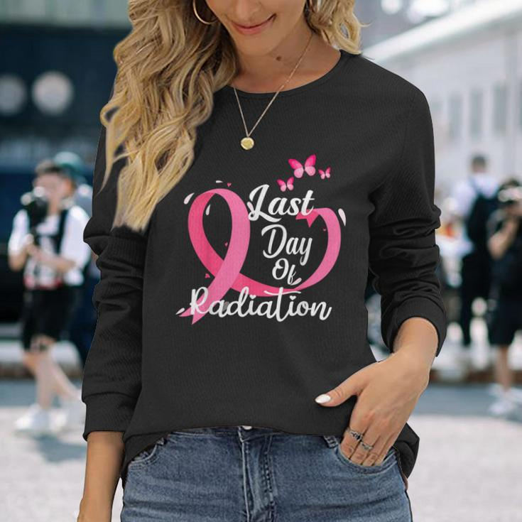 Last Day Of Radiation Treatment Breast Cancer Awareness Long Sleeve T-Shirt Gifts for Her