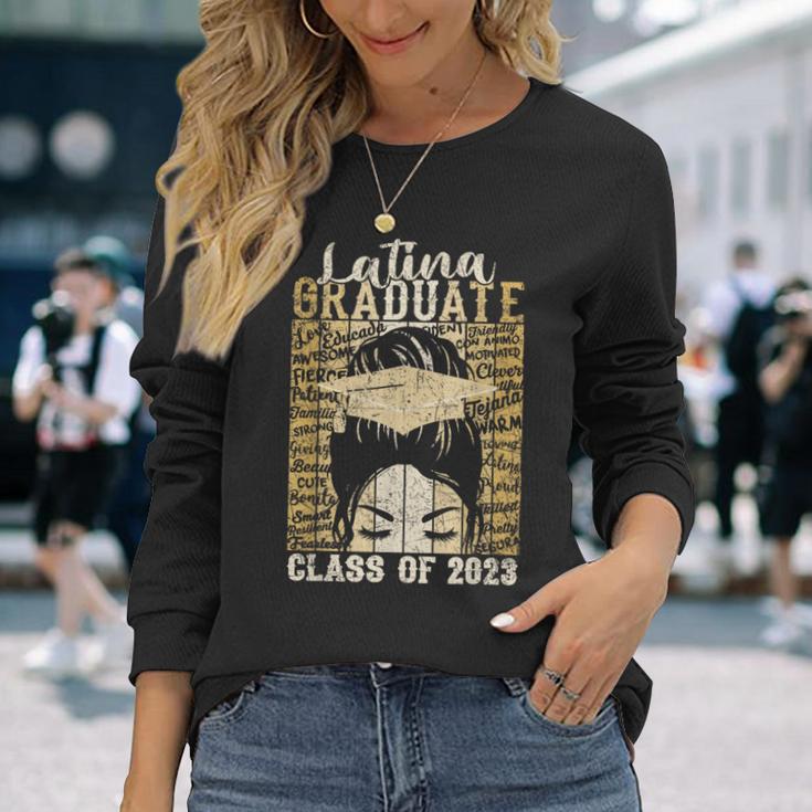 Latina Graduate Educated Powerful Class Of 2023 Graduation Long Sleeve T-Shirt Gifts for Her