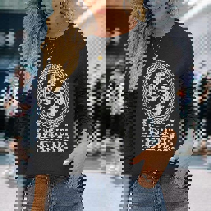 Lauburu Estilo Tribal Ligeramente Desgastado Camiseta de manga larga Regalos para ella