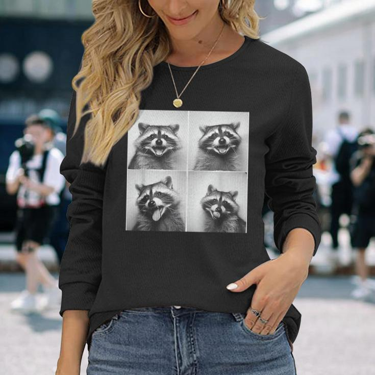 Laughing Raccoon Face Trash Raccoons Unique Quirky Animal Long Sleeve T-Shirt Gifts for Her