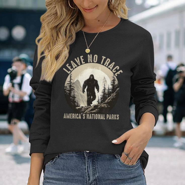 Leave No Trace America National Parks Sasquatch Long Sleeve T-Shirt Gifts for Her