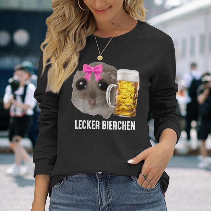 Lecker Bierchen X Sad Hamster Meme Bier Weizenbier Weißbier Langarmshirts Geschenke für Sie