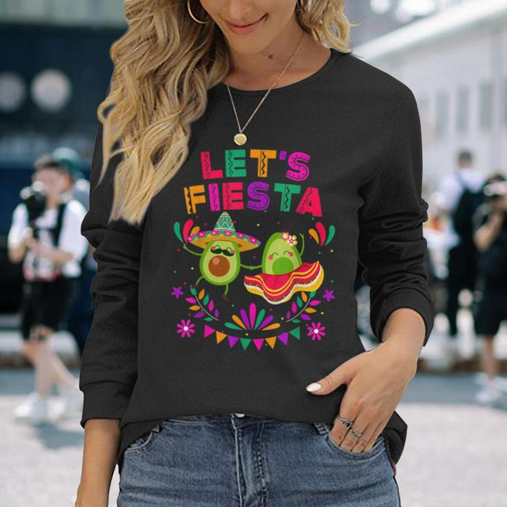 Let's Fiesta Avocado Dancing Cinco De Mayo Mexican Party Long Sleeve T-Shirt Gifts for Her