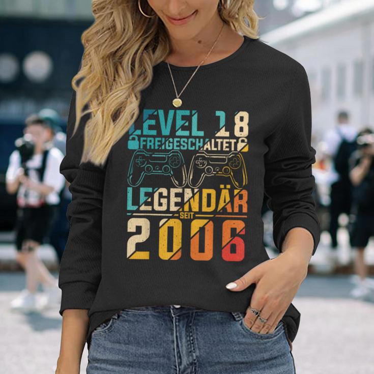 Level 18 Freigeschaltet Legedär Seit 2006 Gaming Motif Langarmshirts Geschenke für Sie