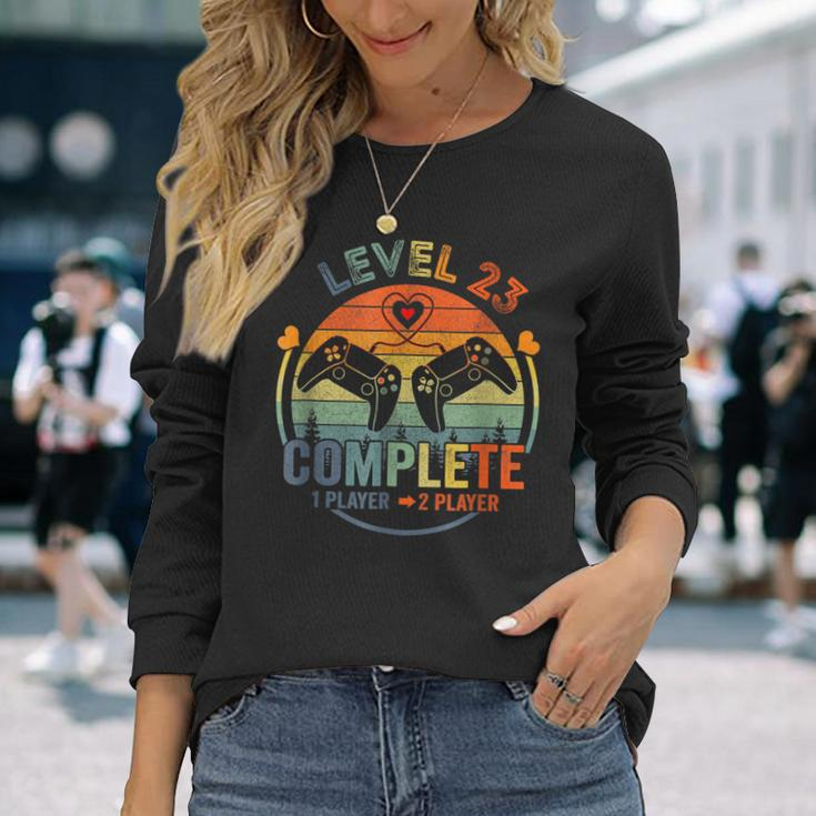 Level 23 Complete Gamer 23Rd Wedding Anniversary Long Sleeve T-Shirt Gifts for Her