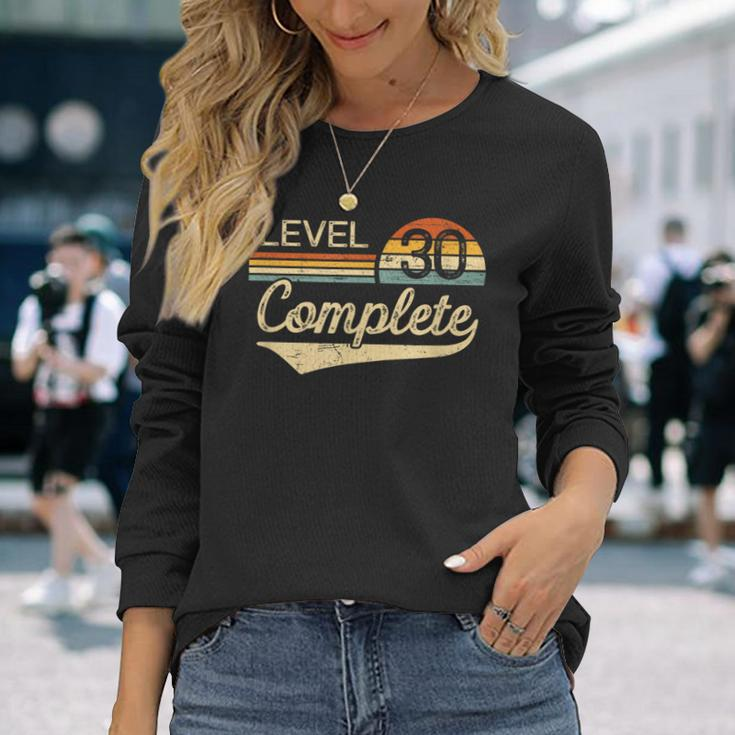 Level 30 Complete Vintage 30Th Wedding Anniversary Long Sleeve T-Shirt Gifts for Her