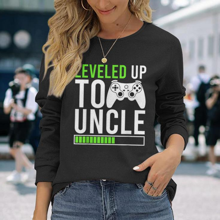 Leveled Up Promoted To Uncle 2024 New Uncle Video Game Long Sleeve T-Shirt Gifts for Her