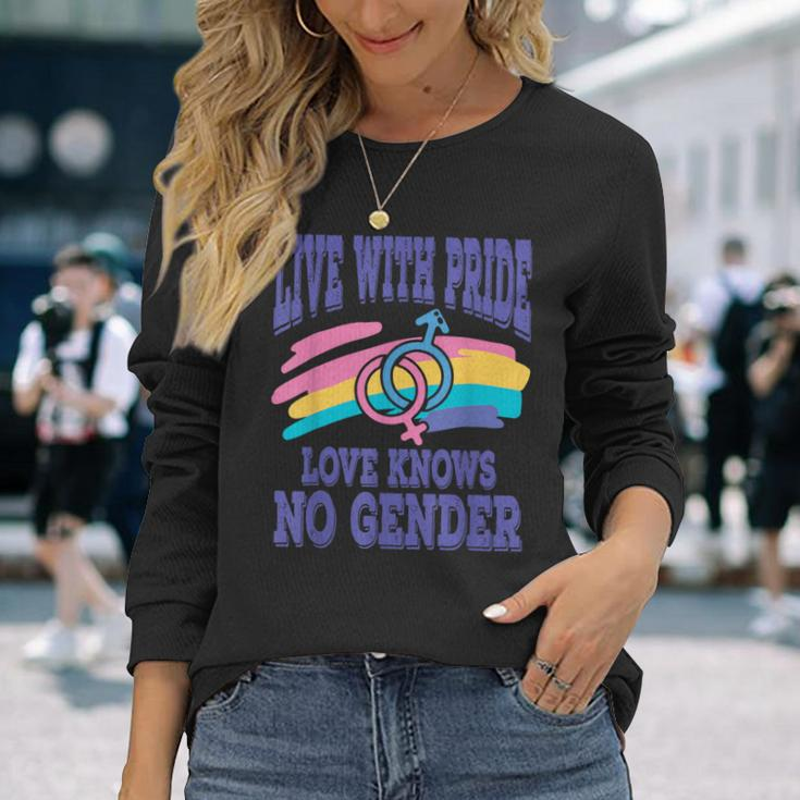 Live With Pride Love Knows No Gender Lgbt Apparel Long Sleeve T-Shirt Gifts for Her