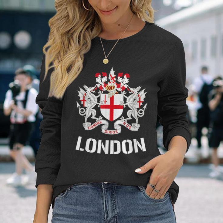 London City Crest Emblem Uk Britain Queen Elizabeth Long Sleeve T-Shirt Gifts for Her