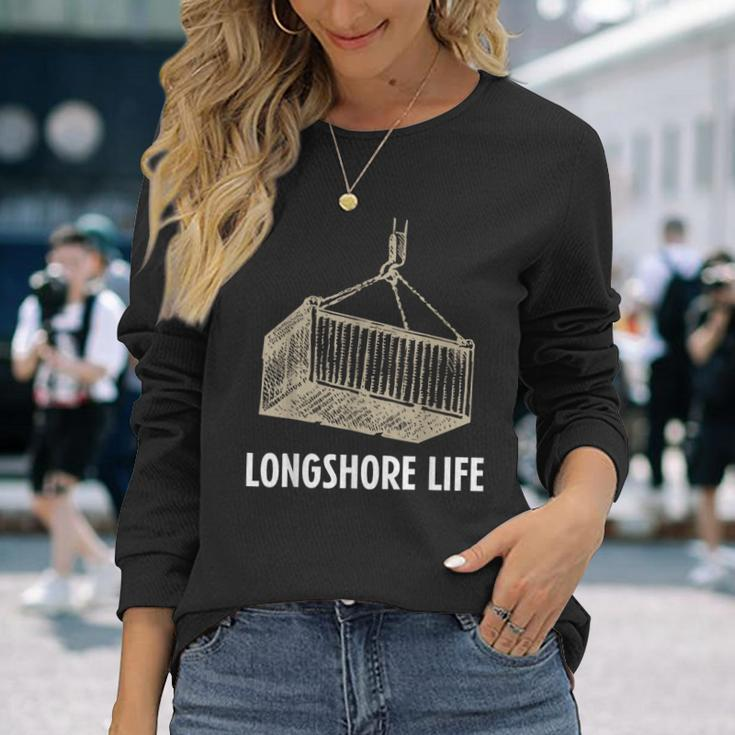 Longshore Life Cranes Containers Long Sleeve T-Shirt Gifts for Her