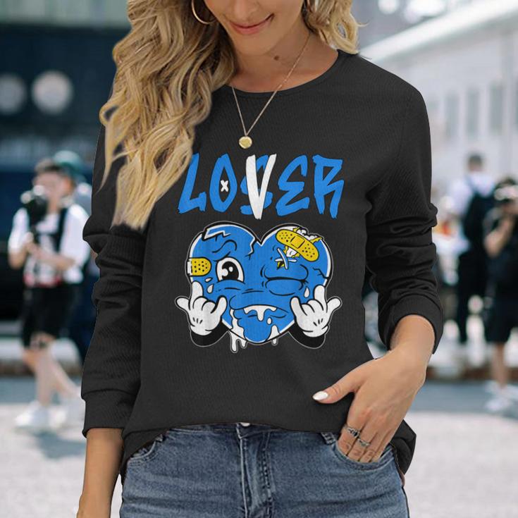 Loser Lover Blue Yellow Drip Heart Matching Outfit Women Long Sleeve T-Shirt Gifts for Her