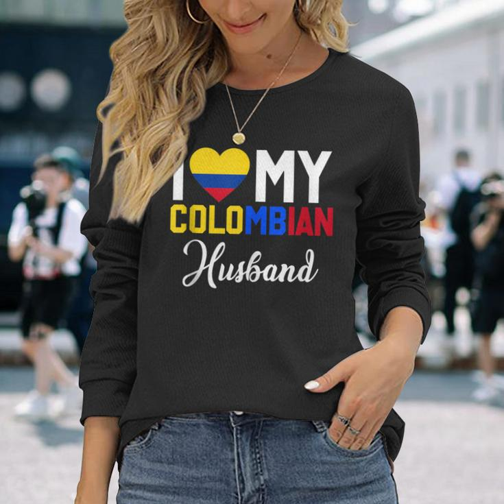 I Love My Colombian Husband Canada Flag Married Couple Long Sleeve T-Shirt Gifts for Her