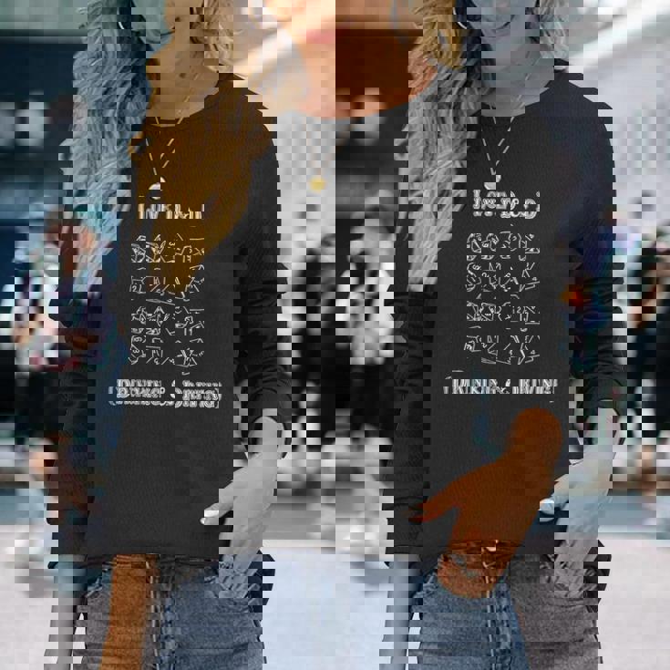 I Love D And D Drinking And Driving Gamer D20 Lover Long Sleeve T-Shirt Gifts for Her