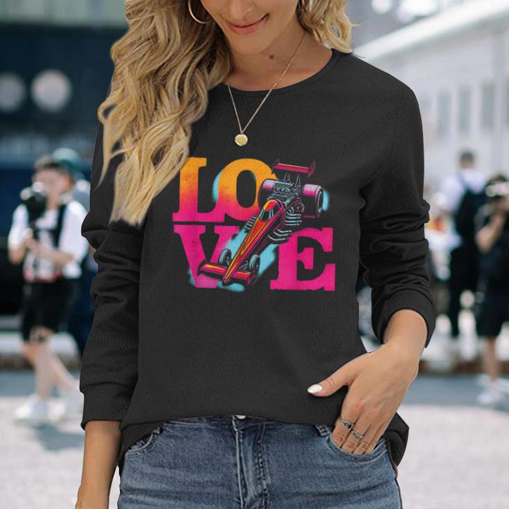 Love Drag Racing Vintage Colorful Drag Racing Cars Lover Long Sleeve T-Shirt Gifts for Her