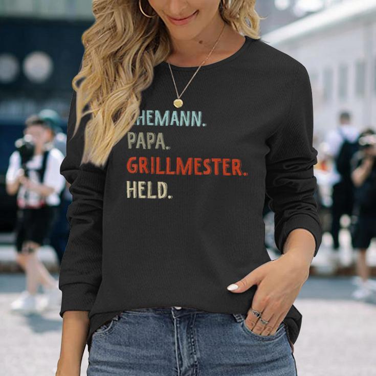 Lustige Idee Zumatertag Ehemann Papa Grillmester Held Langarmshirts Geschenke für Sie