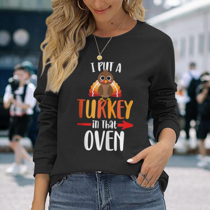 Lustige Türkei Papa Thanksgiving Schwangerschaft Ankündigung Langarmshirts Geschenke für Sie