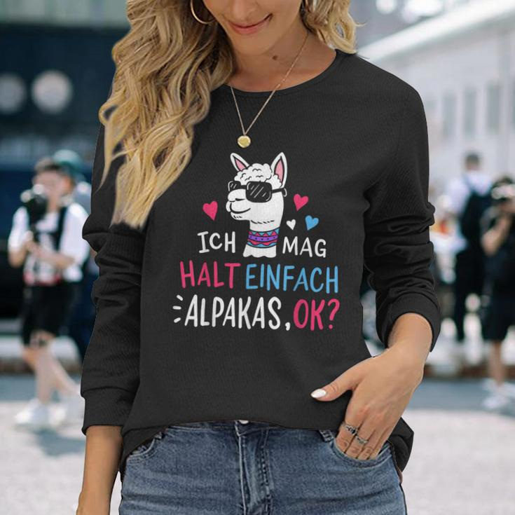 Lustiges Alpaka Fan Langarmshirts: 'Ich mag halt einfach Alpakas, OK?' Schwarz Geschenke für Sie