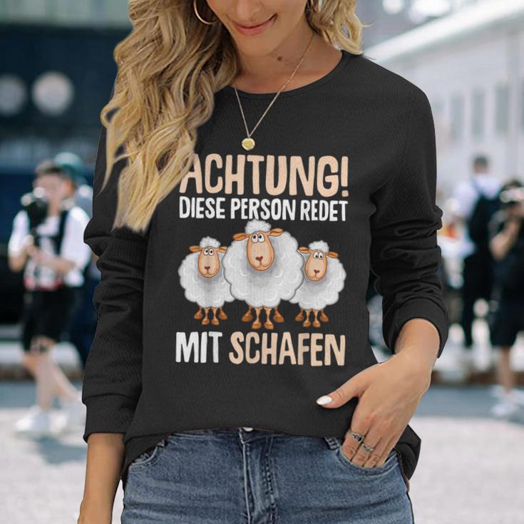 Lustiges Schäfer Langarmshirts Achtung, Rede mit Schafen, Schäferhumor Tee Geschenke für Sie