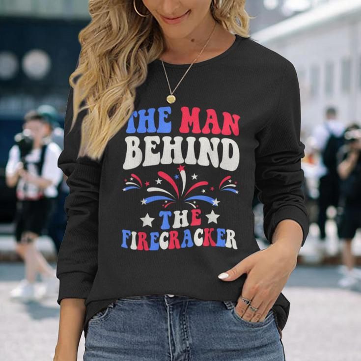 The Man Behind The Firecracker 4Th Of July Gender Reveal Dad Long Sleeve T-Shirt Gifts for Her
