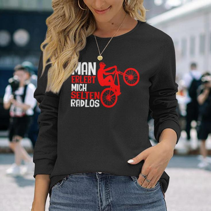Man Erlebt Mich Selten Radlos Cycling Bicycle Cyclist Langarmshirts Geschenke für Sie
