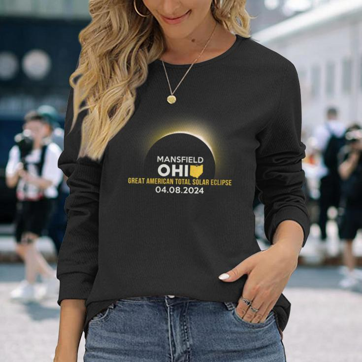 Mansfield Oh Ohio Total Solar Eclipse 2024 Long Sleeve T-Shirt Gifts for Her
