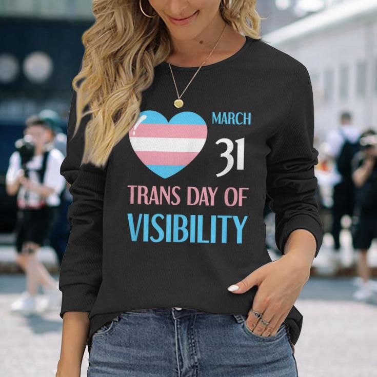 March 31 Trans Day Of Visibility Awareness Transgender Ally Long Sleeve T-Shirt Gifts for Her