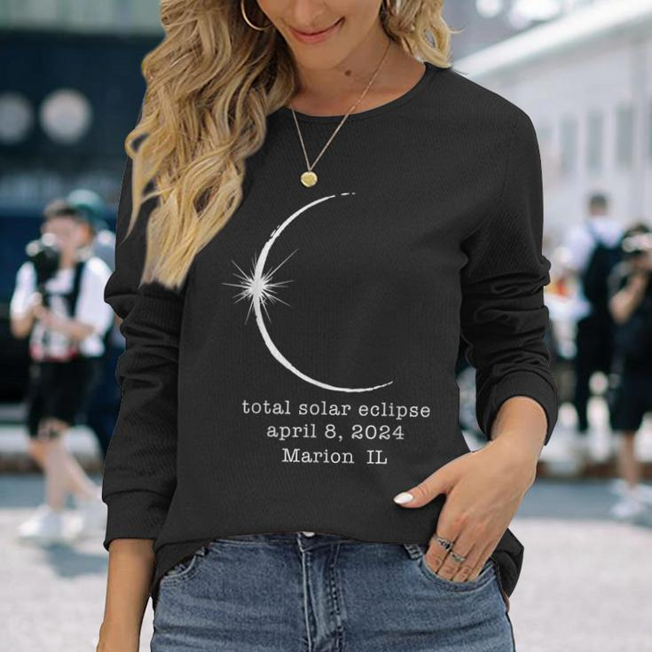 Marion Illinois Solar Total Eclipse April 2024 Long Sleeve T-Shirt Gifts for Her