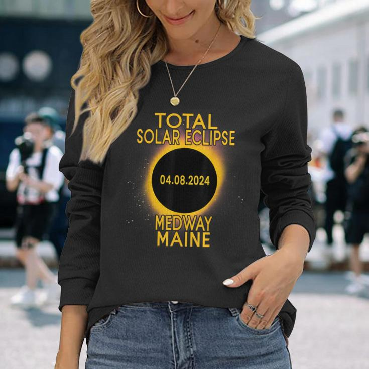 Medway Maine Total Solar Eclipse 2024 Long Sleeve T-Shirt Gifts for Her