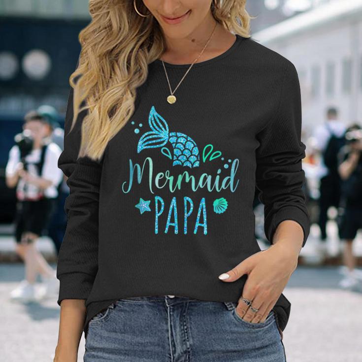 Meerjungfrau Papa Familie Matching Geburtstag Männer Meerjungfrau Squad Langarmshirts Geschenke für Sie