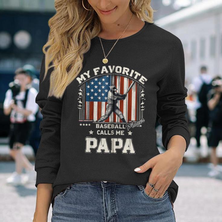 Mein Lieblings-Baseballspieler Nennt Mich Papa American Flag Dad Kapuzenjacke Langarmshirts Geschenke für Sie