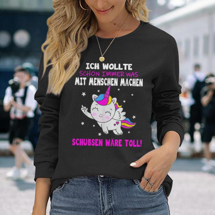 Was Mit Menschen Machen Unicorn Saying Langarmshirts Geschenke für Sie