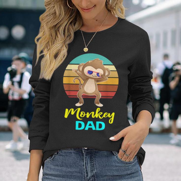 Monkey Dad Lovers Daddy Fathers Long Sleeve T-Shirt Gifts for Her