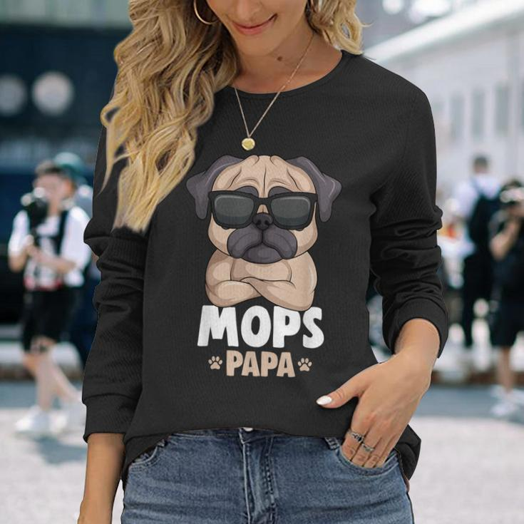 Mops Papa Lustiges Langarmshirts, Pug mit Sonnenbrillen für Hundeliebhaber Geschenke für Sie