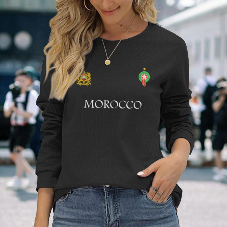 Morocco Flagintage Style Retro Morocco Football Morocco S Langarmshirts Geschenke für Sie