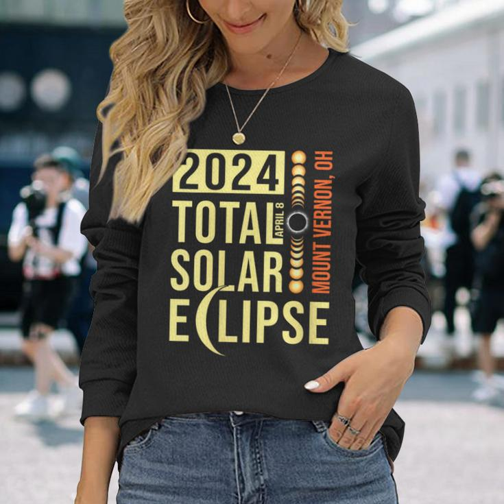 Mount Vernon Ohio Total Solar Eclipse April 8 2024 Long Sleeve T-Shirt Gifts for Her